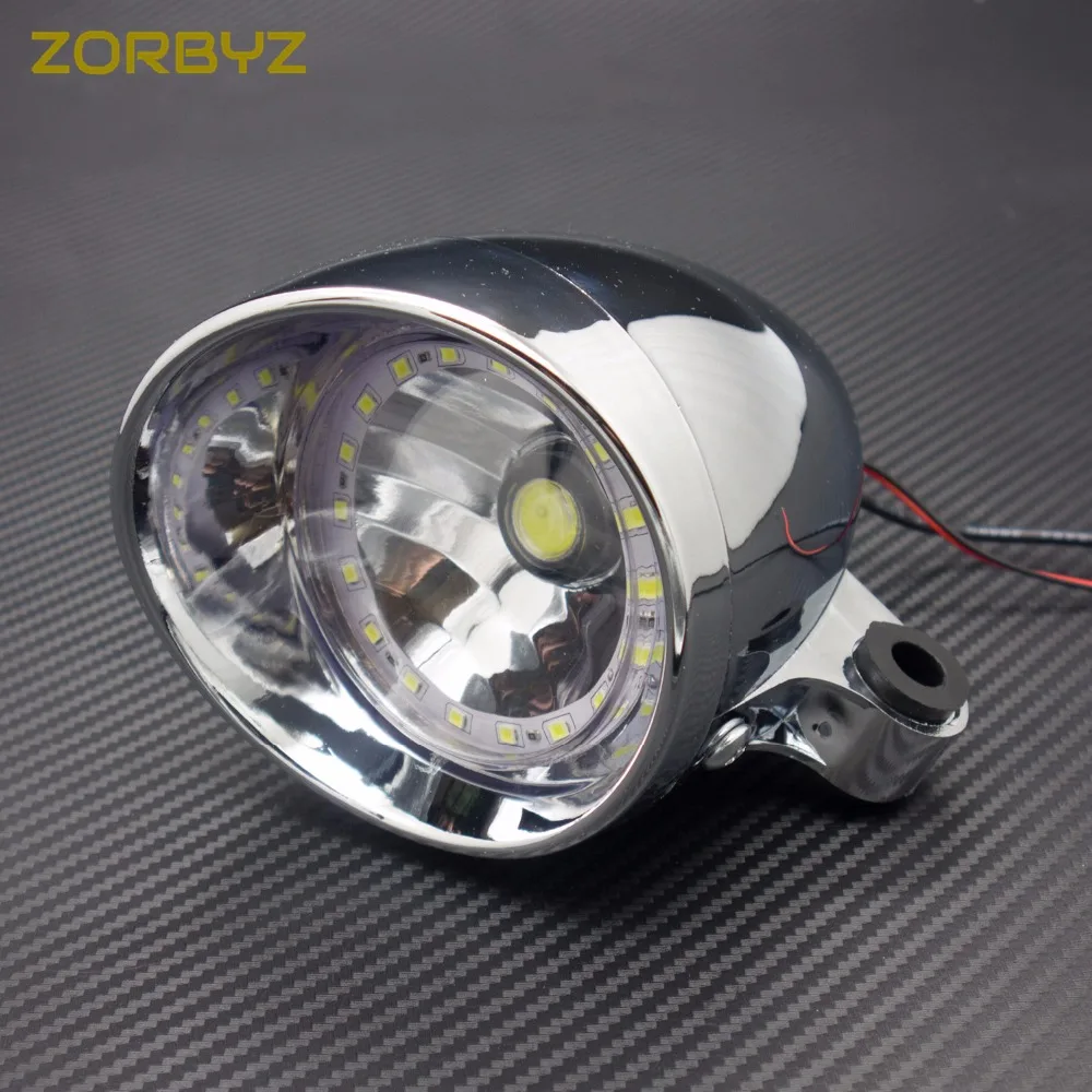 ZORBYZ мотоциклетные хромированные СВЕТОДИОДНЫЕ пулевидные фары противотуманные с