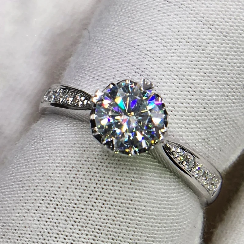 Чистое Белое золото 14 к 1ct 2ct 3ct Moissanite кольцо VVS1 Круглый бриллиант огранка кольцо в форме сердца обручальное кольцо на головщину