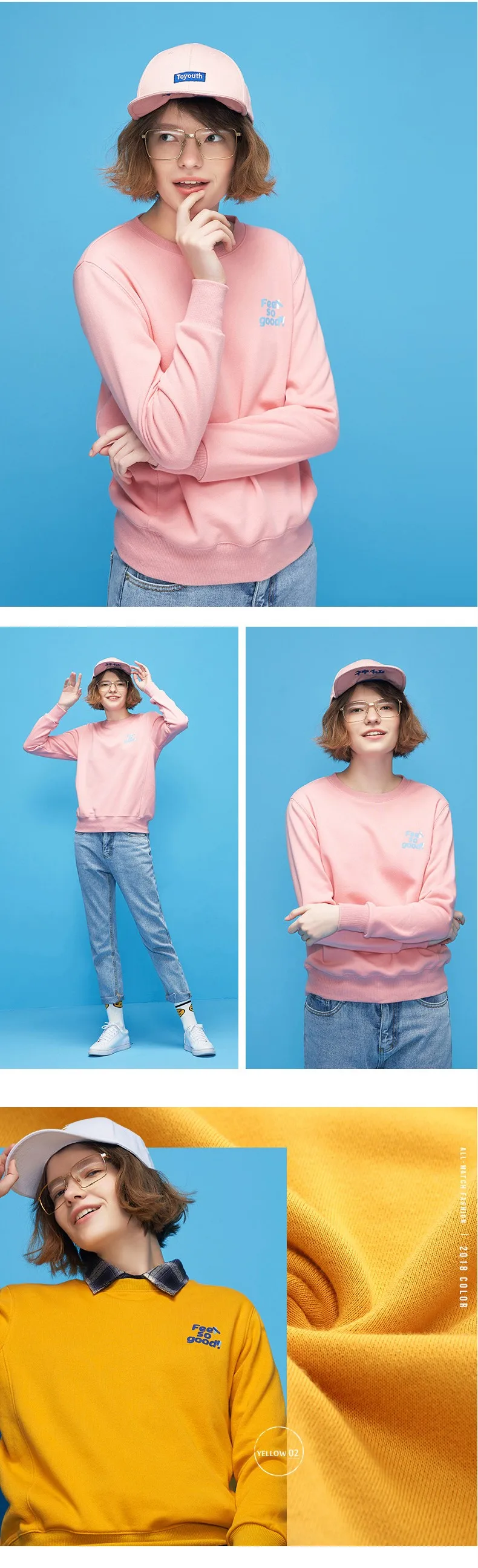 Toyouth основной Письмо печати с круглым вырезом одежда с длинным рукавом Sweatershirt