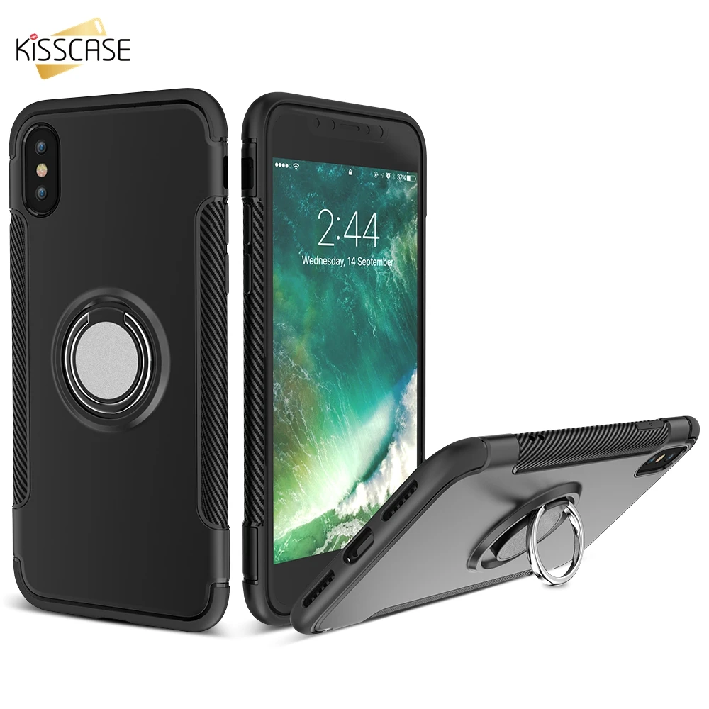 Kisscase Панцири чехол для iPhone X 7 6 6S 5S крутой автомобиль кольцо держатель Телефонные