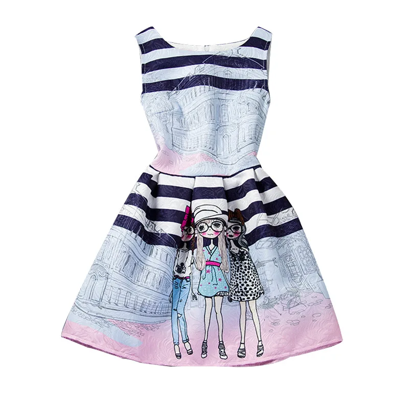 Art Colorful Girl Dress Summer Sleeveless for Girls Casual Clothes Butterfly Flower Dresses Teenagers Vestidos | Детская одежда и