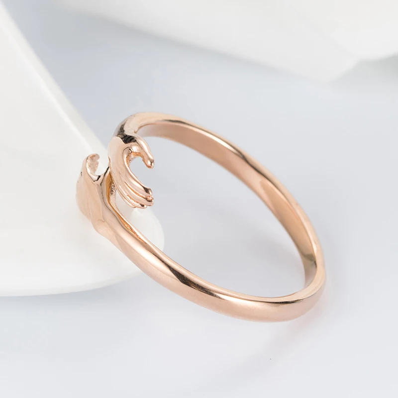 Love Wedding Alliance Ring for Women Men Stainless Steel 2 Hands Embrace Quality Rose Gold Silver Color New | Украшения и