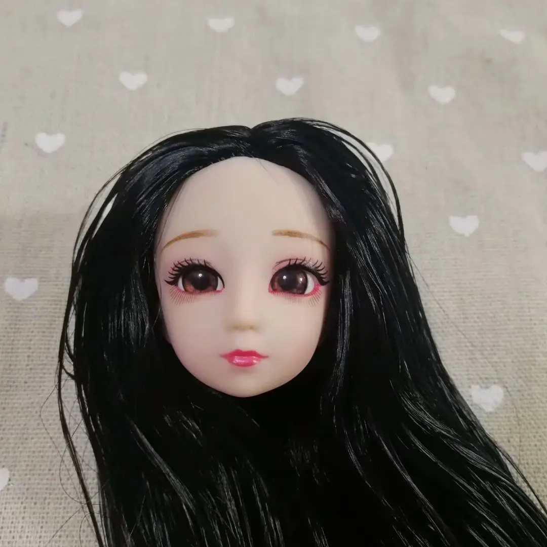 Аксессуары для куклы BJD, голова 3D, голубые и фиолетовые глаза, кудри, прямые волосы, женское обнаженное тело, для 1/6, кукла BJD, подарок для девочки, голова