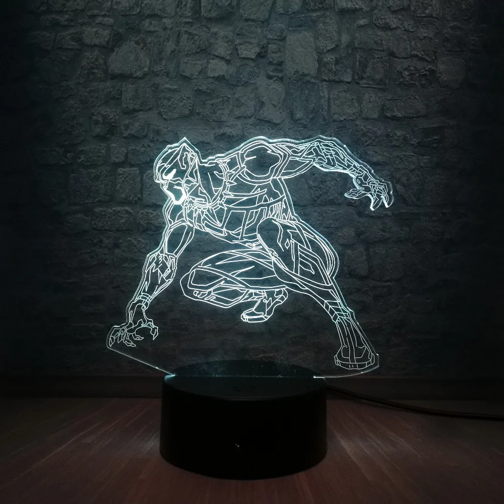 Фигурка Marvel Legend Черная пантера 3D светодиодный светильник 7 цветов Изменение спальни USB настольная ночник Рождественский декоративный подростковый подарок игрушки