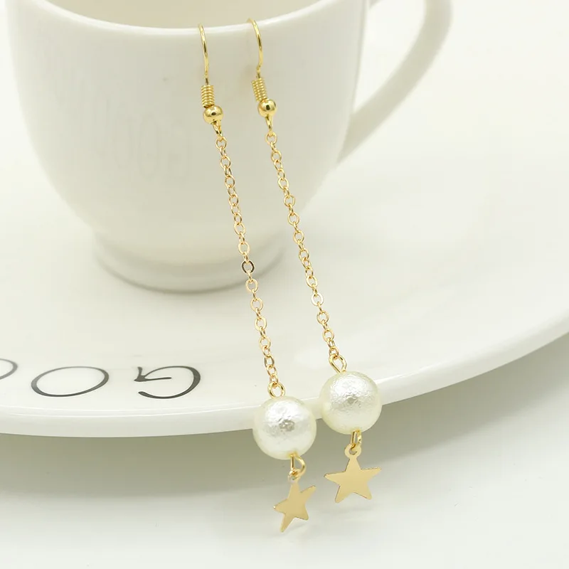 Длинные висячие серьги для женщин имитация жемчуга ювелирные изделия из золота