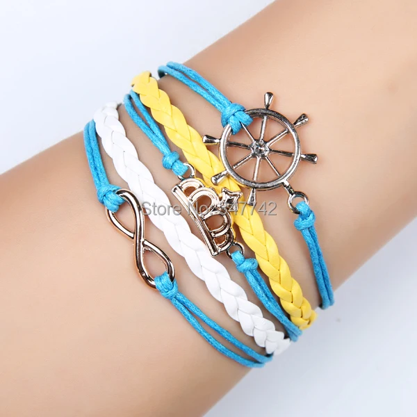 2014 Best gift most fashion infinity love bracelet bike logo wheel leather for woman | Украшения и аксессуары