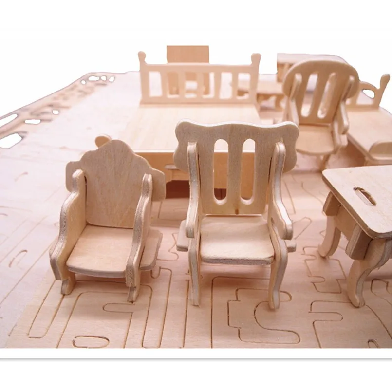 34 шт./компл. миниатюрный кукольный домик 1:12 мебель для кукол, мини 3D Деревянный Пазл «сделай сам» модель конструктора игрушки для детей пода... от AliExpress WW