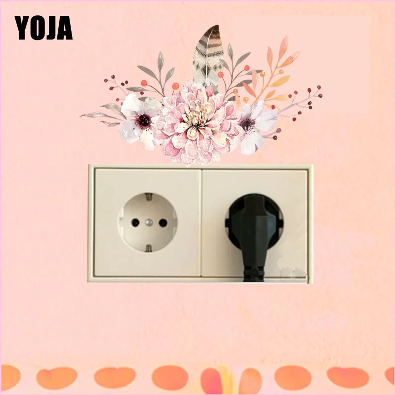 Наклейка на переключатель YOJA художественный милый розовый цветок из ПВХ