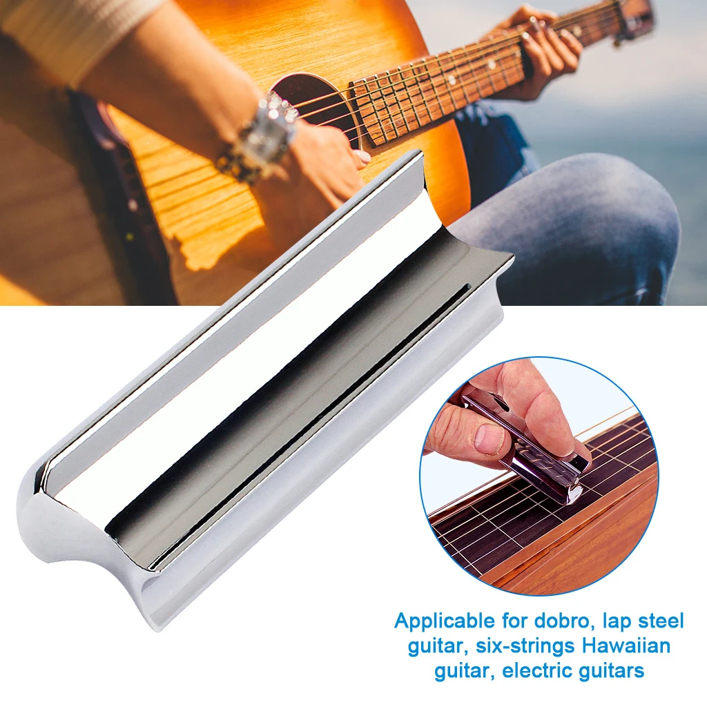 

1Pc Stainless Steel Lap Guitar Slide Bar Slider for Hawaii Electric Guitar Parts Accessory Chrome 3 x 0.94 x 0.7inch