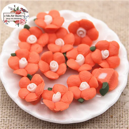 orange 50pcs 50 шт 10 мм Разноцветные керамические цветы ручной работы с плоским основанием Кабошон DIY украшения для телефона без отверстия - Цвет: orange 50pcs