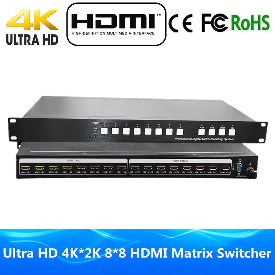 Матричный PIP переключатель 8x8 HDMI пульт дистанционного управления 4K с RS232/RS485 и ИК