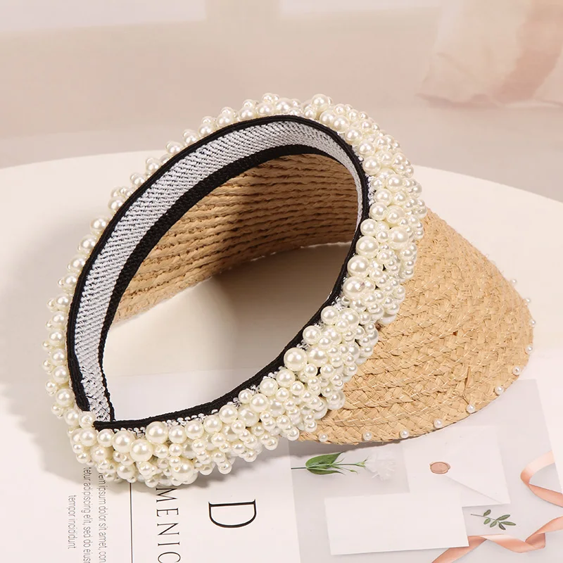 2019 брендовая жемчужная бусина повязка на голову шляпа женская соломенные из