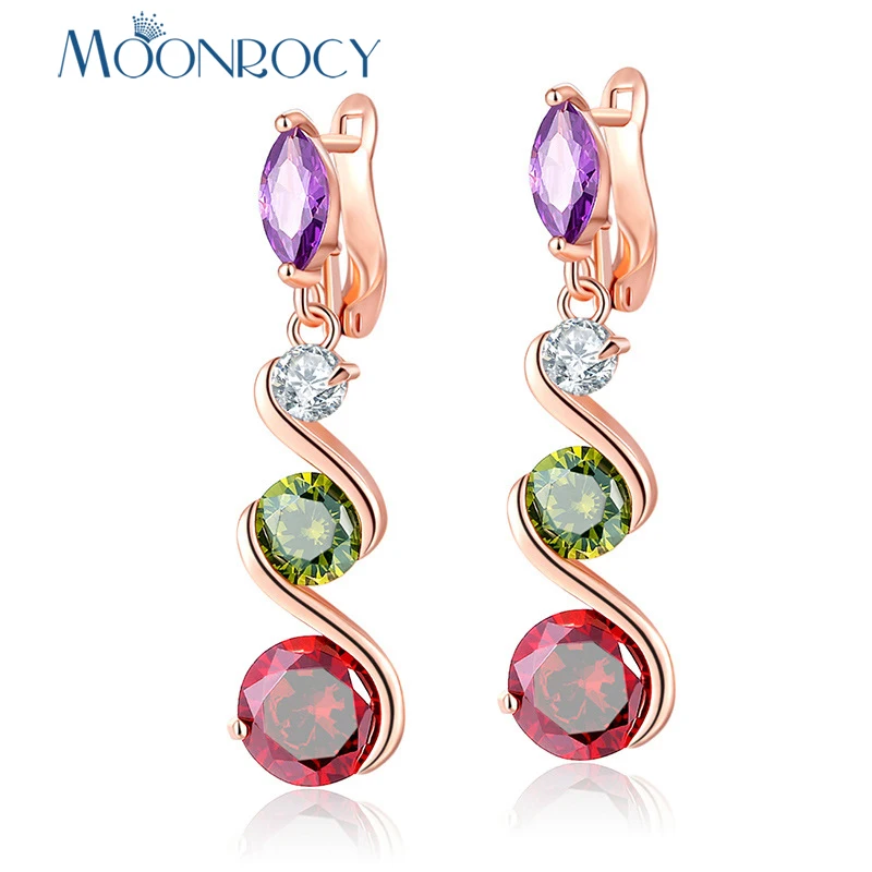 Серьги MOONROCY в богемном стиле женские длинные ювелирные украшения с кристаллами и
