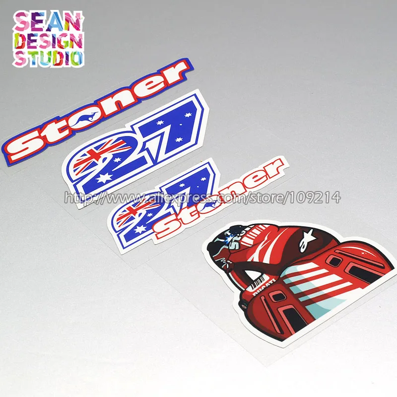 

Casey Stoner #27 CS27 Sticker Sheet Decals Team helmet motorcycle Decals Waterproof 13