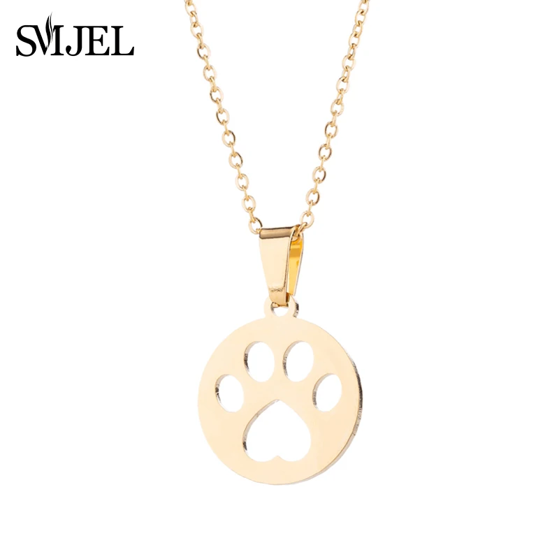 SMJEL Cute Stainless Steel Cat Paw Pendant Necklace for Women Kids Animal Set Friendship Jewelry Gift | Украшения и аксессуары