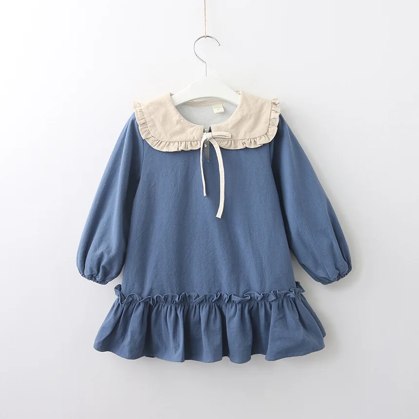 Girls Baby Candy Blue Red Color Preppy Dress Autumn Korean New Fashion Lovely Kids Clothing | Детская одежда и обувь