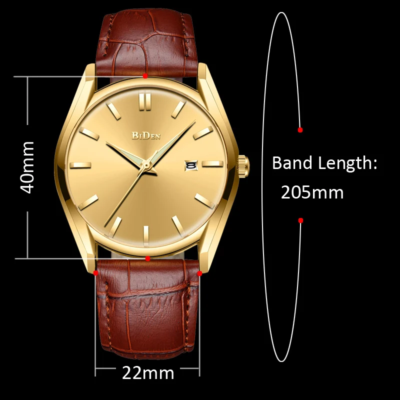 BIDEN Men Watch Waterproof Military Army Sport Man Clock Top Brand Luxury Blue Genuine Leather Quartz Wrist Mens Watches | Наручные часы