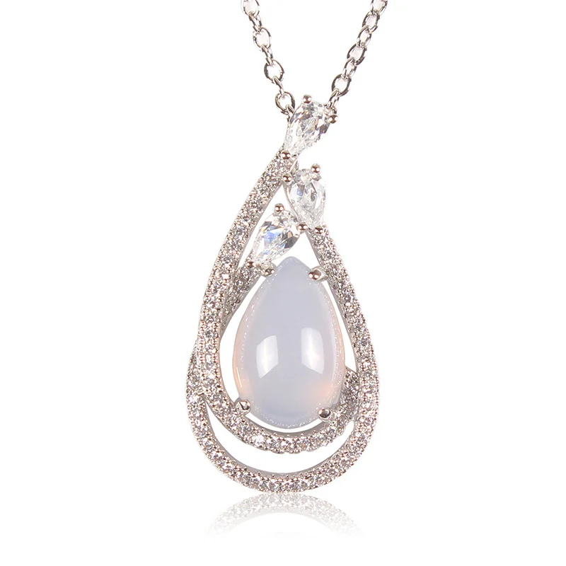 Позолоченное ожерелье с подвеской в виде капли воды натуральный камень модный