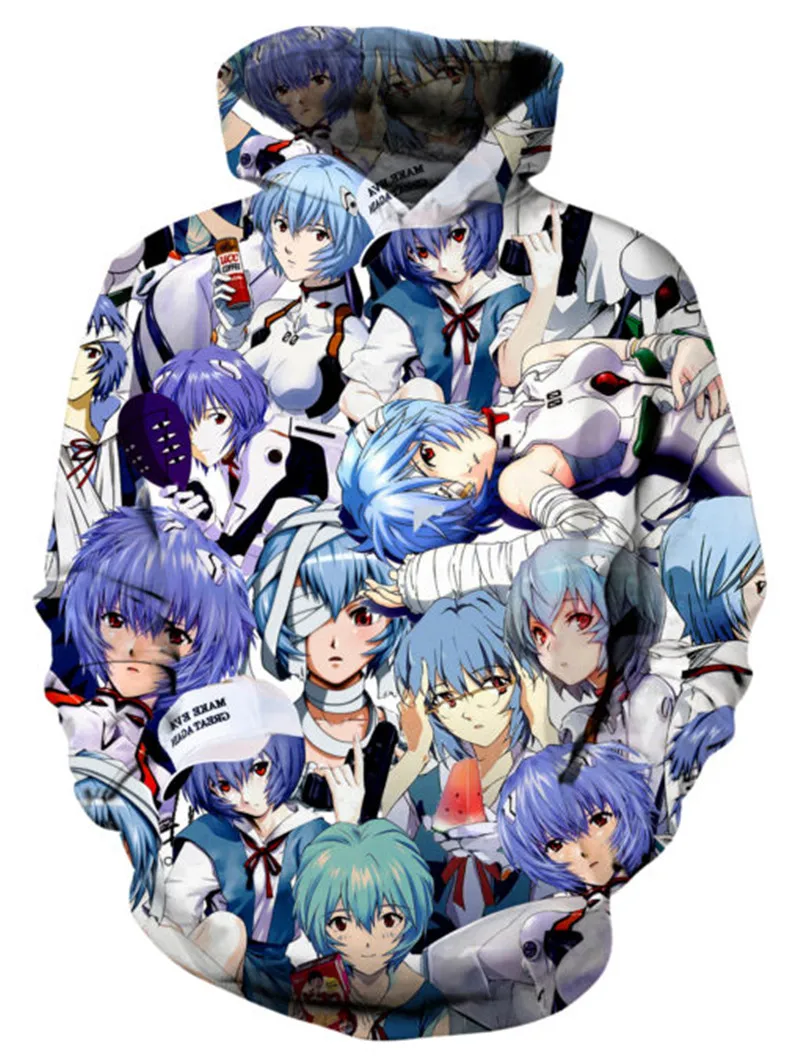 SOSHIRL Аниме Толстовка Harajuku Рей Аянами Evangelion спортивный костюм классическая мужская одежда унисекс Зимние толстовки комикс пуловер