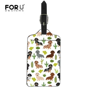 Чемодан для багажа FORUDESIGNS с изображением таксы, собаки, кактуса, цветочного принта, идентификатор метки, дорожный аксессуар, накладка-лейбл
