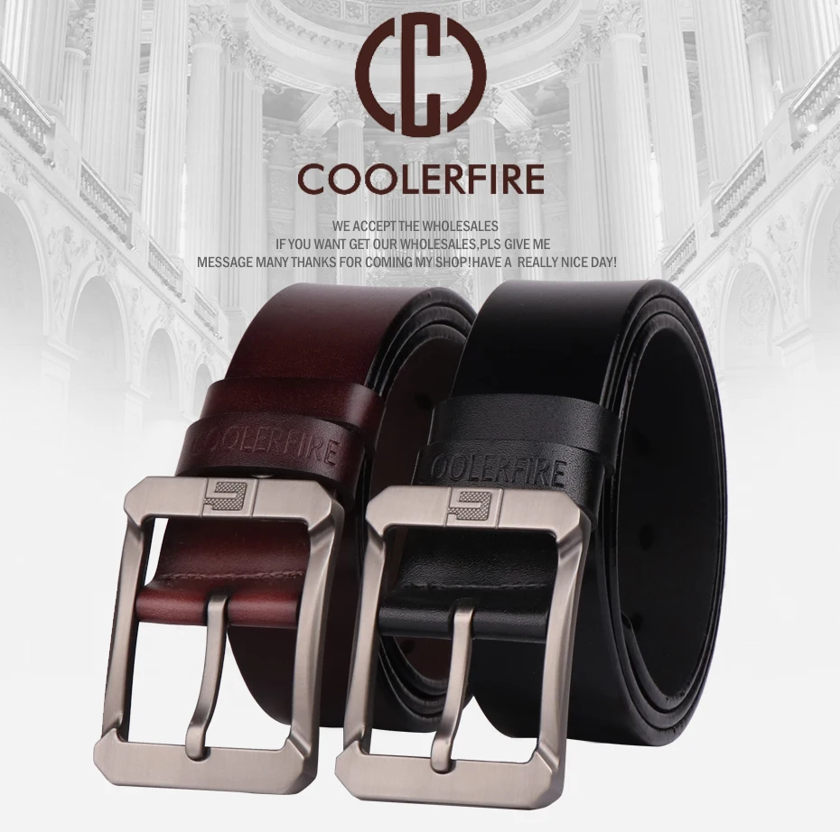 Coolerfire ремни из натуральной кожи для мужчин Брендовые мужские джинсы с Пряжкой Ковбой мужской ремень Роскошный дизайнерский кожаный ремень высокого качества