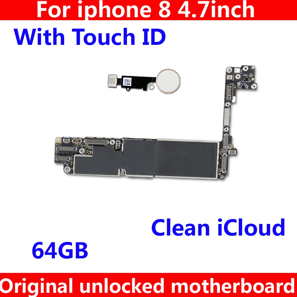 Чистая материнская плата iCloud для iphone 8 оригинальная с/NO touch ID 64 ГБ полностью