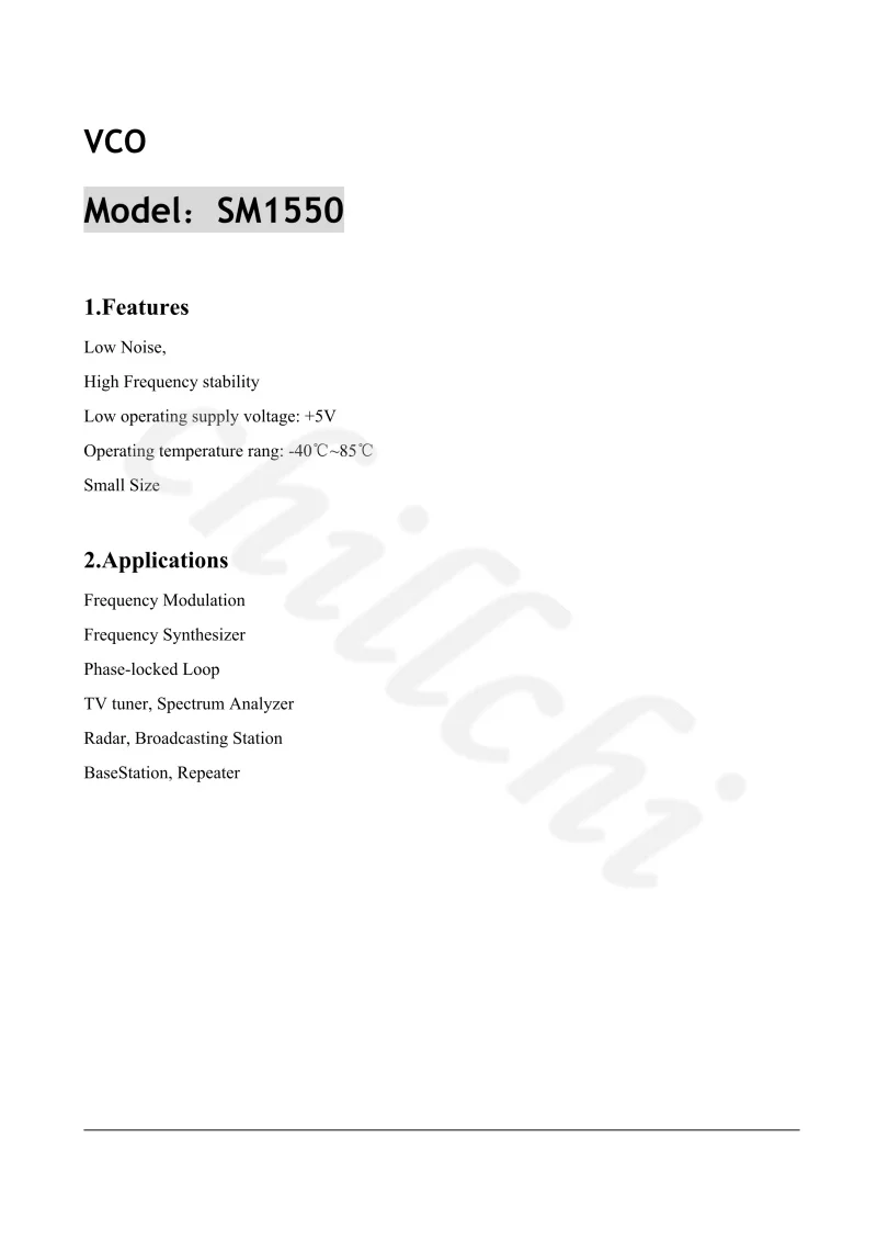 VCO генератор с управлением напряжением SM1550 1450-1650 МГц