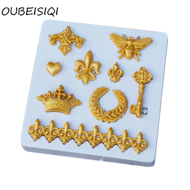 Корона Флер де Лис Сердце Бабочка Коллекция помадка Кекс Плесень рельеф границы