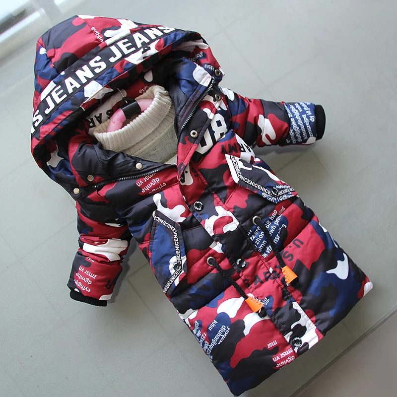 BibiCola 2018 winter children warm coats sport style boys jackets long camuffamento hooded outerwear for kids down parkas |