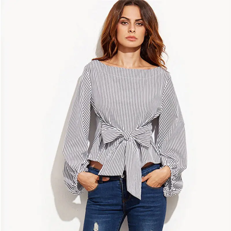 Новинка 2018 стильные модные женские повседневные полосатые рубашки MeiHuiDa с