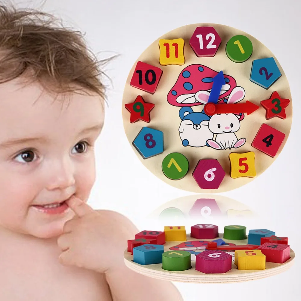 

Деревянная игрушка красочные 12 цифры часы игрушка цифровые геометрические познавательный, на поиск соответствия часы игрушка для детей ра...