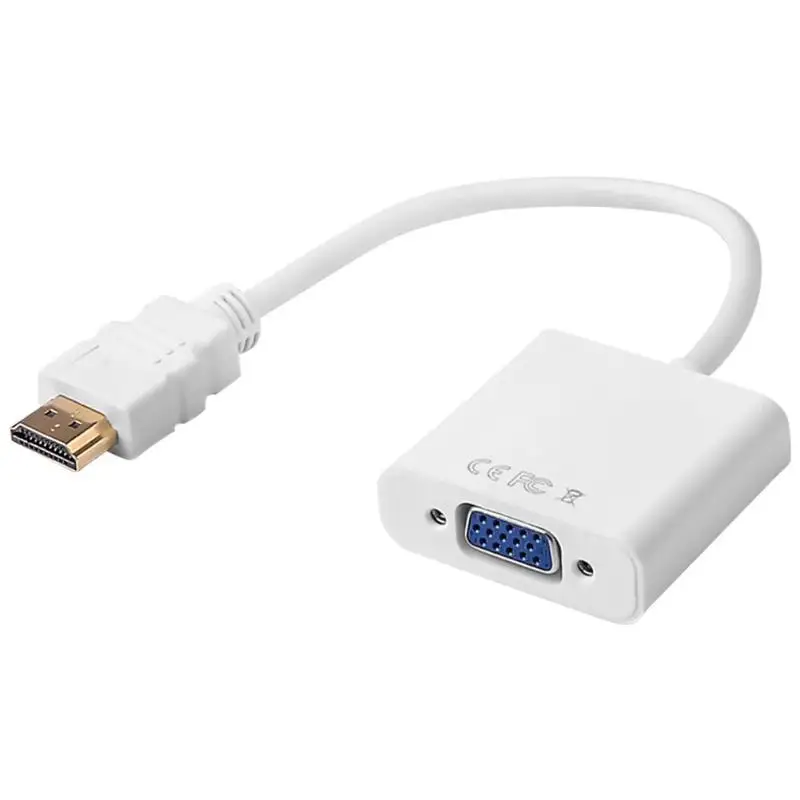Белый HDMI к VGA адаптер провод поддержка горячей замены позолоченный 1080P конвертер «Папа-мама» аудио-видео кабель Поддержка HDCP 1,0/1,1/1,2 - Цвет: Белый
