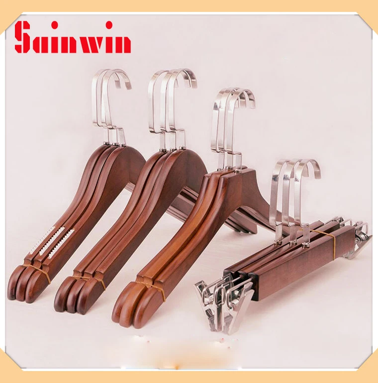 

Sainwin 5pcs/lot Female hangers for clothes rack adult wood pants hanging vintage slip-resistant hanger wooden pants clip
