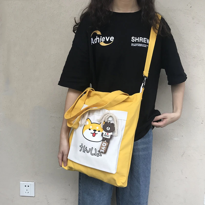 Женская парусиновая обувь Новинка моды Shiba Inu Doge сумка через плечо пакет Rusksack