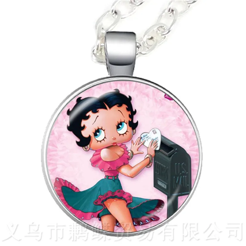 Новое поступление 2018 серия Betty Boop 25 мм круглый стеклянный кабошон ожерелье ручной