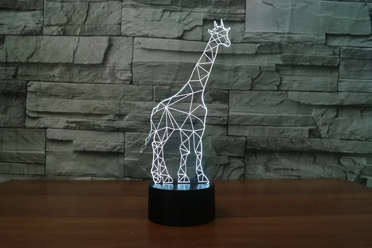 3d Светодиодная лампа жирафа 7 цветов меняющая цвет ночник для детской комнаты USB/3