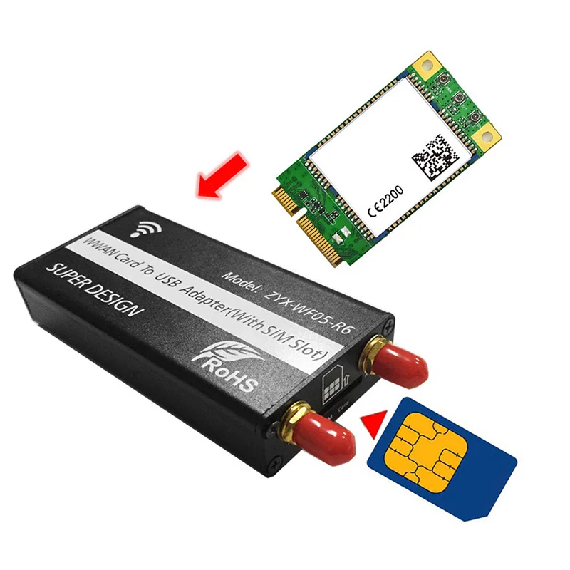 Адаптер PCI E Mini Express к USB со слотом для SIM карты модуля WWAN/LTE|Платы расширения| |