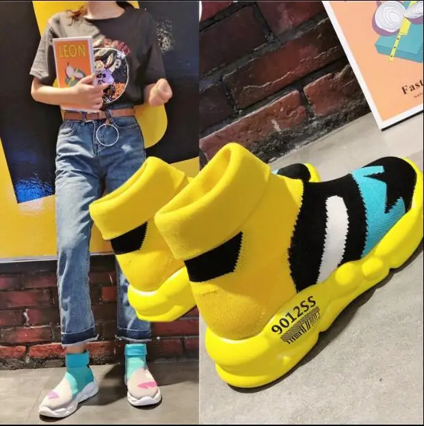 Летняя женская обувь в стиле Харадзюку фирменные носки для девочек кроссовки на