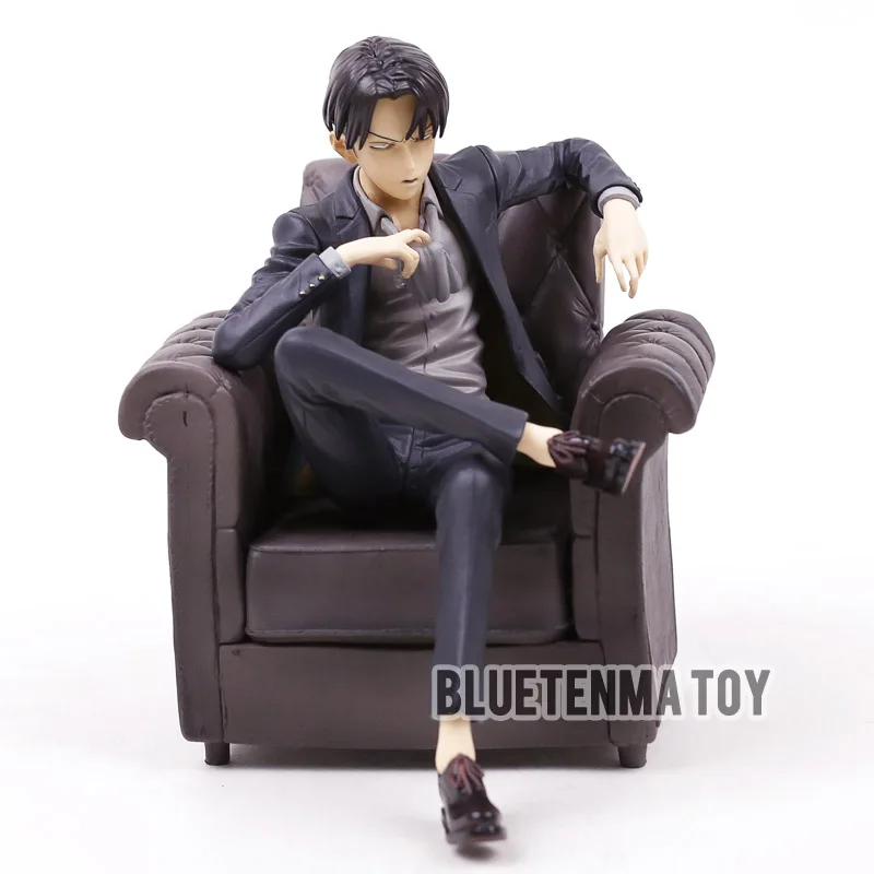 Черный костюм Атака Титанов Levi Ackerman сидящий диван Ver. ПВХ фигурка Коллекционная