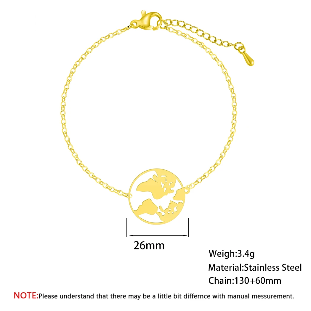 Модные браслеты Cxwind с картой мира и для женщин Браслет манжета круглыми