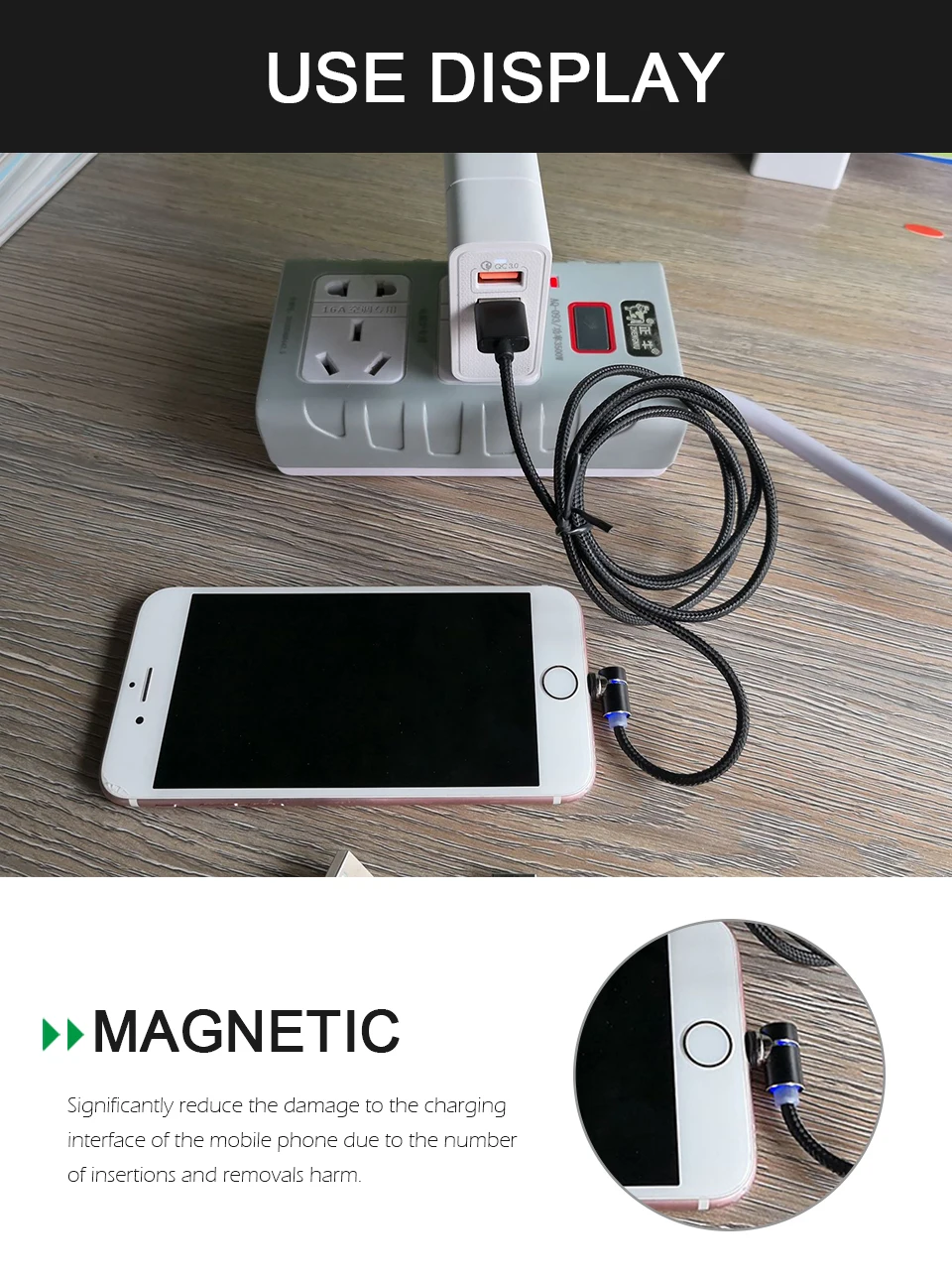 Магнитный кабель для мобильного телефона USB Micro type C Android кабель IOS Синхронизация данных нейлоновая оплетка светодиодный индикатор Магнитный кабель для зарядки 1 м