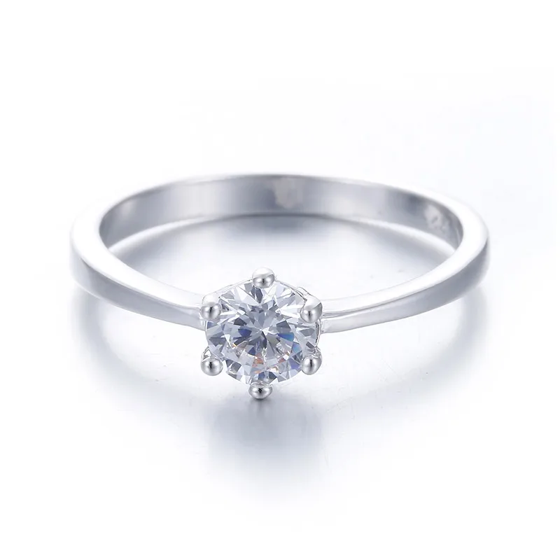 Обручальные кольца для женщин простые классические CC041 цвет белое золото CZ