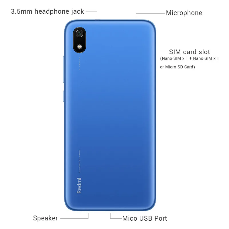 Оригинальный Xiaomi Redmi 7A 7 A 2 Гб RAM 16 ROM мобильный телефон 5 45 &quotSnapdargon 439 Восьмиядерный
