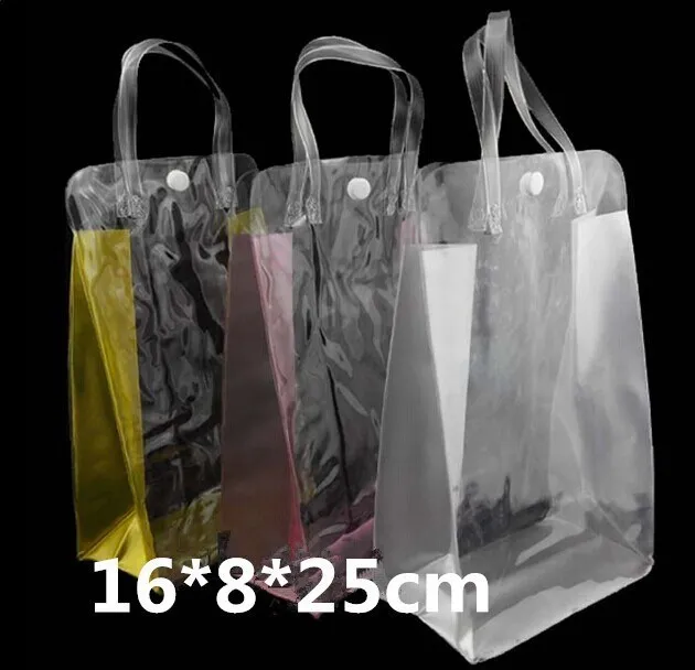 

25*16*8cm Clear PVC Cosmetic Bag Waterproof Clear Bags With Handle Gift Hand Bags 100pcs/lot Free shipping