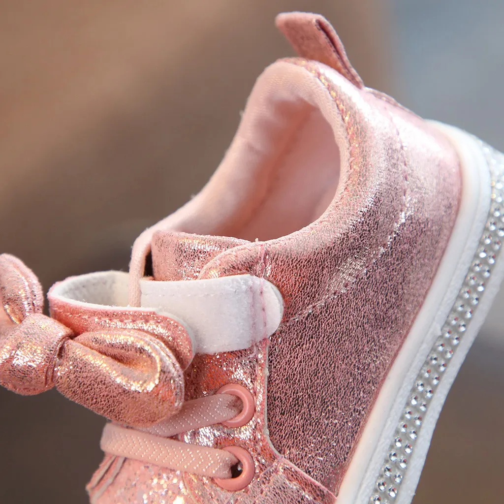 

LONSANT Baby Girls Shoes Toddler Shoes Children Baby Girls Boys Bling Sequins Bowknot Crystal Run Sport Sneakers Shoes For Girl