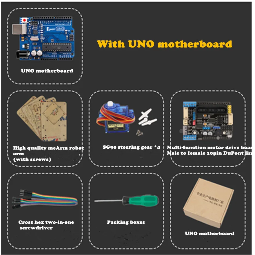 With UNO Интеллектуальный робот-автомобиль 4 степени свободы, беспроводная рукоятка высокой твердости Scracth, программирование PS2/2,4G, радиоуправляемая игрушка-робот - Цвет: With UNO