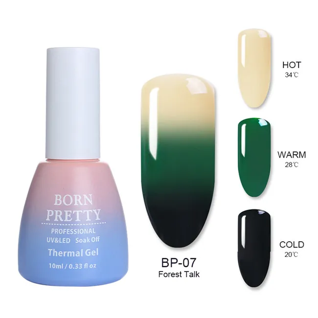 BP-07 BORN PRETTY 10 мл УФ гель 3 цвета термальный гель лак для ногтей Температура Изменение цвета маникюрный набор УФ-гель для дизайна ногтей лак - Цвет: BP-07