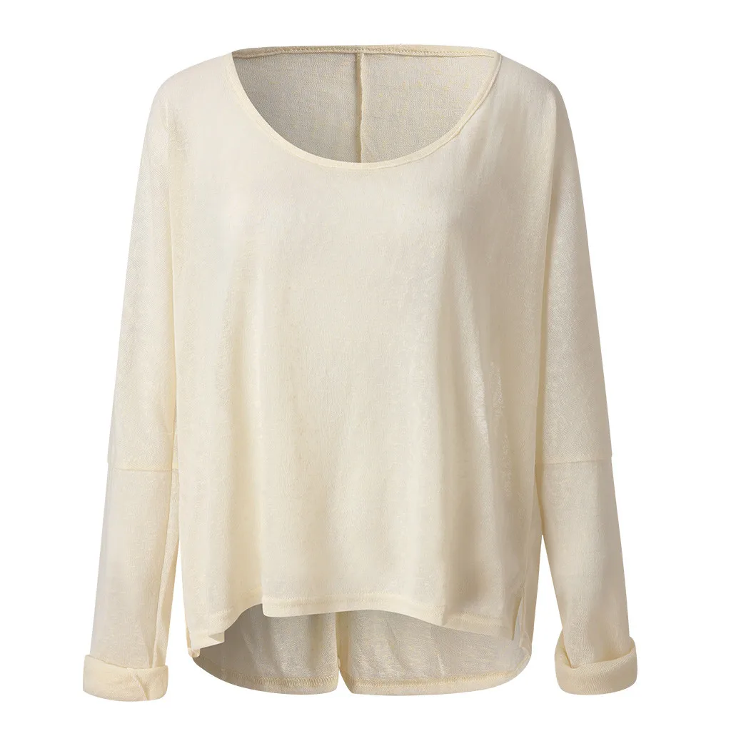 Женская футболка с длинным рукавом и глубоким круглым вырезом из полиэстера |