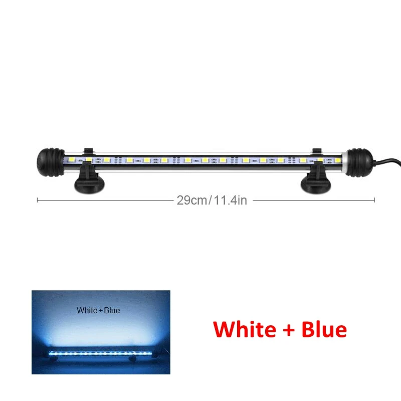29cm White and Blue Светодиодный светильник для аквариума, декоративная лампа для аквариума 49 см, 39 см, 29 см, 19 см, освещение для аквариума, RGB Светодиодный светильник с дистанционным управлением - Цвет: 29cm White and Blue
