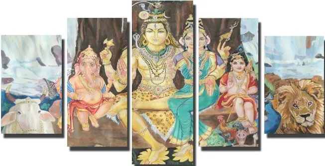 PG5701 5 панелей Ganesha настенный художественный плакат индуистские боги Холст Живопись Печать на холсте для гостиной украшения дома подарок без рамы - Цвет: PG5701